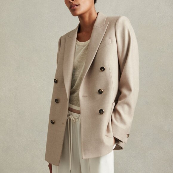 Reiss Jackets & Blazers - SOLD REISS Harriet Double Breasted Wool Blazer Sz 8 Beige Cream